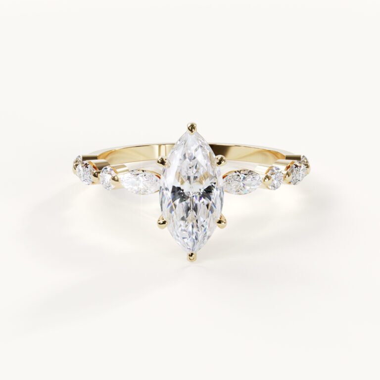 Rêverie Marquise Solitaire Engagement Ring in Yellow Gold with a 1-Carat Moissanite in the Selena Gomez Style