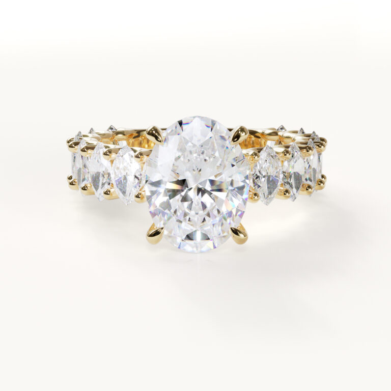 Lumière Elegance - Ovale ring met eternity-band – Ovale verlovingsring van massief goud | Velur