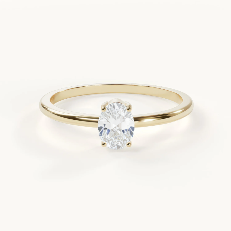 Velur Muse Aurora geboortesteen-haloring met witte saffier in goud
