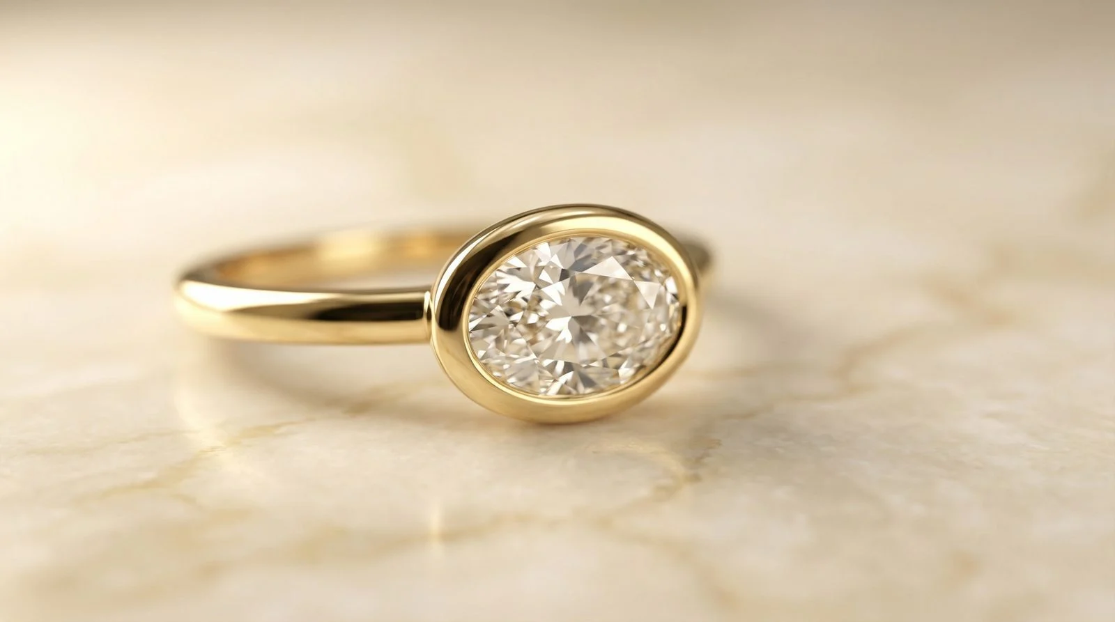Bezelfassung Verlobungsring in Gelbgold &ndash; Diamant komplett von Metall umschlossen