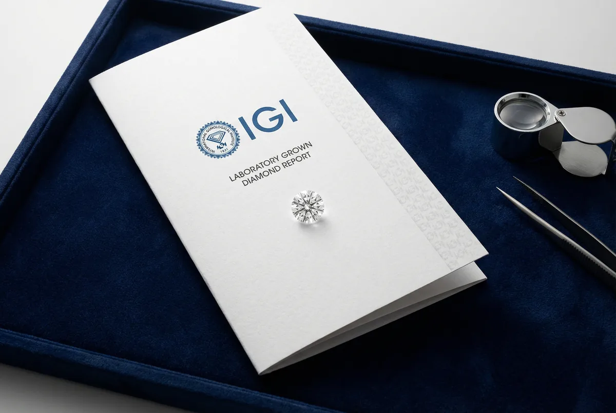 IGI Certificate for a Lab-Grown Diamond with a Detailed View of the 4Cs Grading