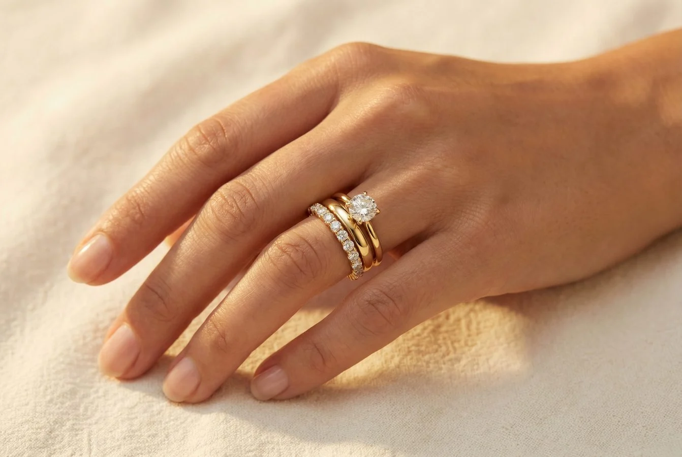 Memoire Ring Stacking – Mehrere Goldringe kombiniert