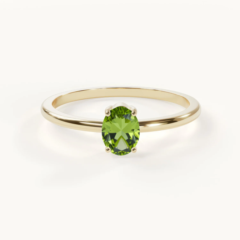 Velur Muse Aurora geboortesteen Halo-ring met peridoot in goud