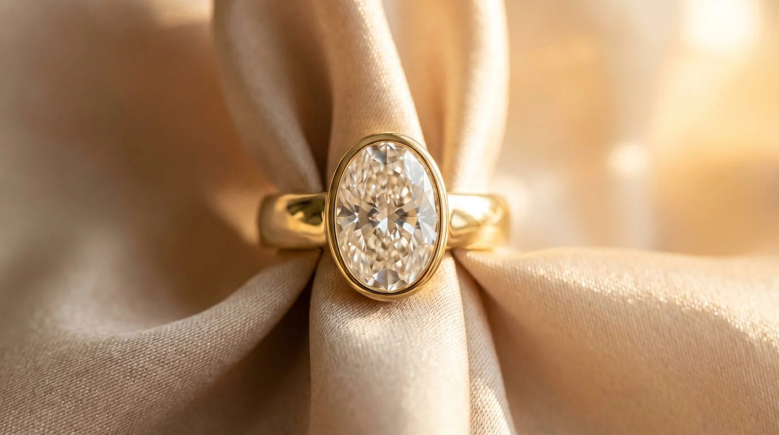 Labordiamant Verlobungsring Trend 2026 Oval Bezel Gelbgold