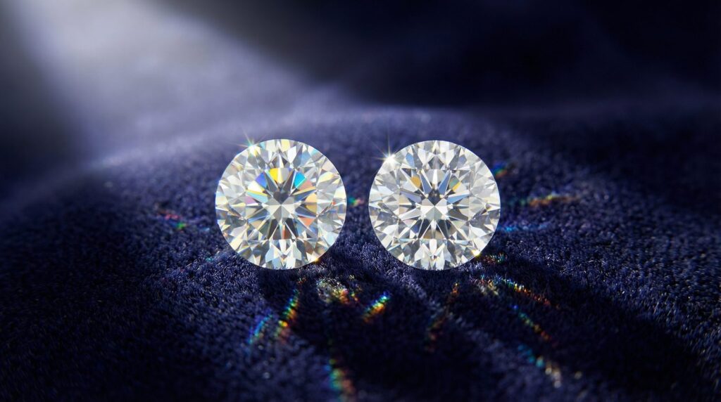 Moissanit vs Diamant – Zwei funkelnde Steine im Vergleich auf Samt