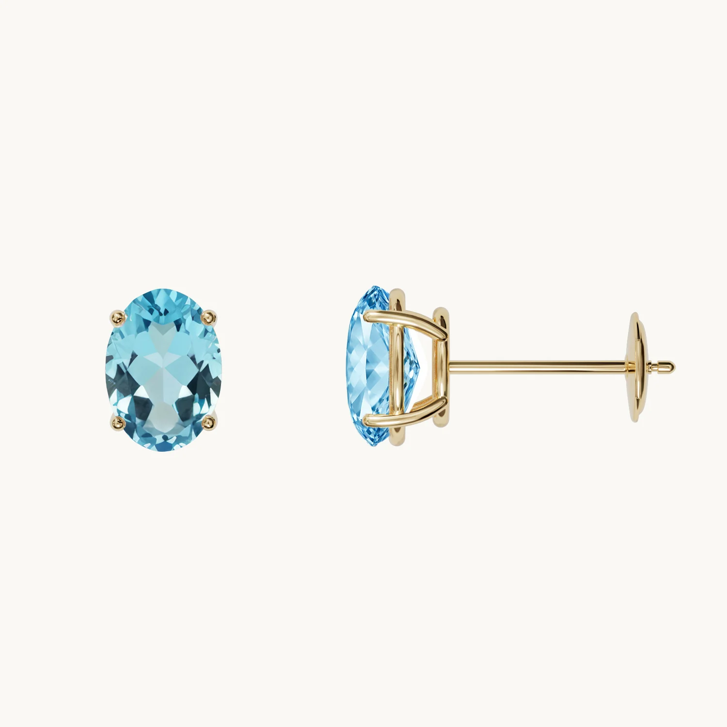 Solène Birthstone Stud Earrings with Aquamarine in Gold Vermeil