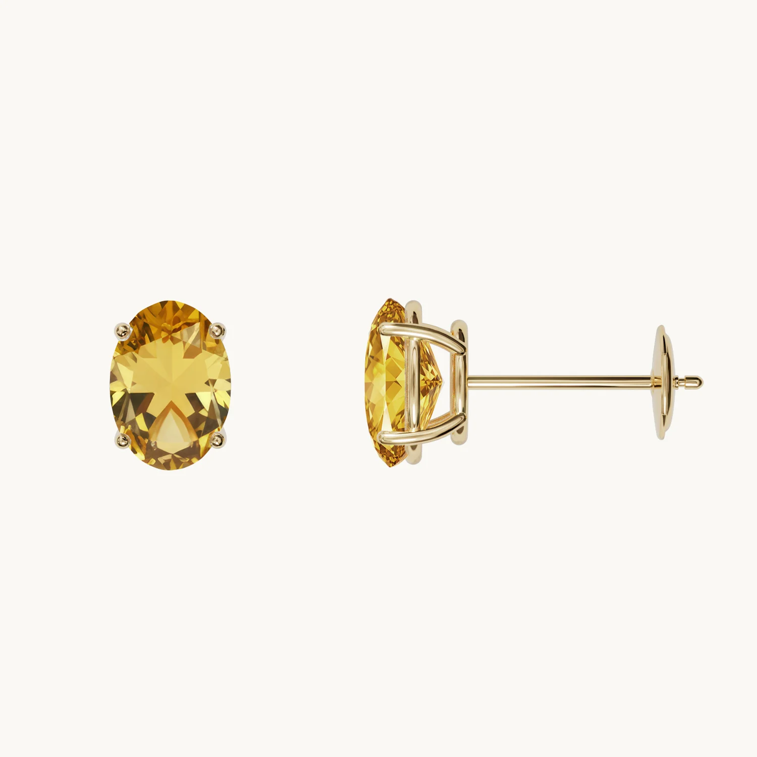 Solène Birthstone Stud Earrings with Citrine in Gold Vermeil