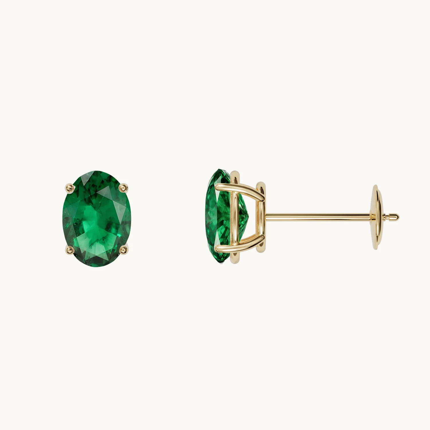 Solène Birthstone Stud Earrings with Emerald in Gold Vermeil