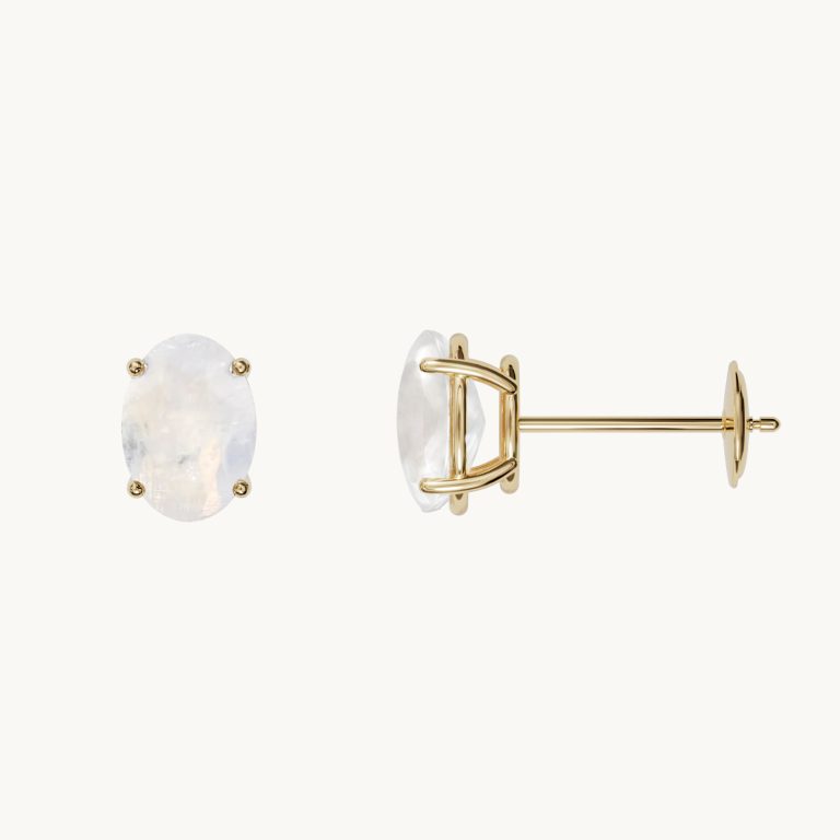 Solène Geburtsstein Ohrstecker mit Mondstein in Gold Vermeil