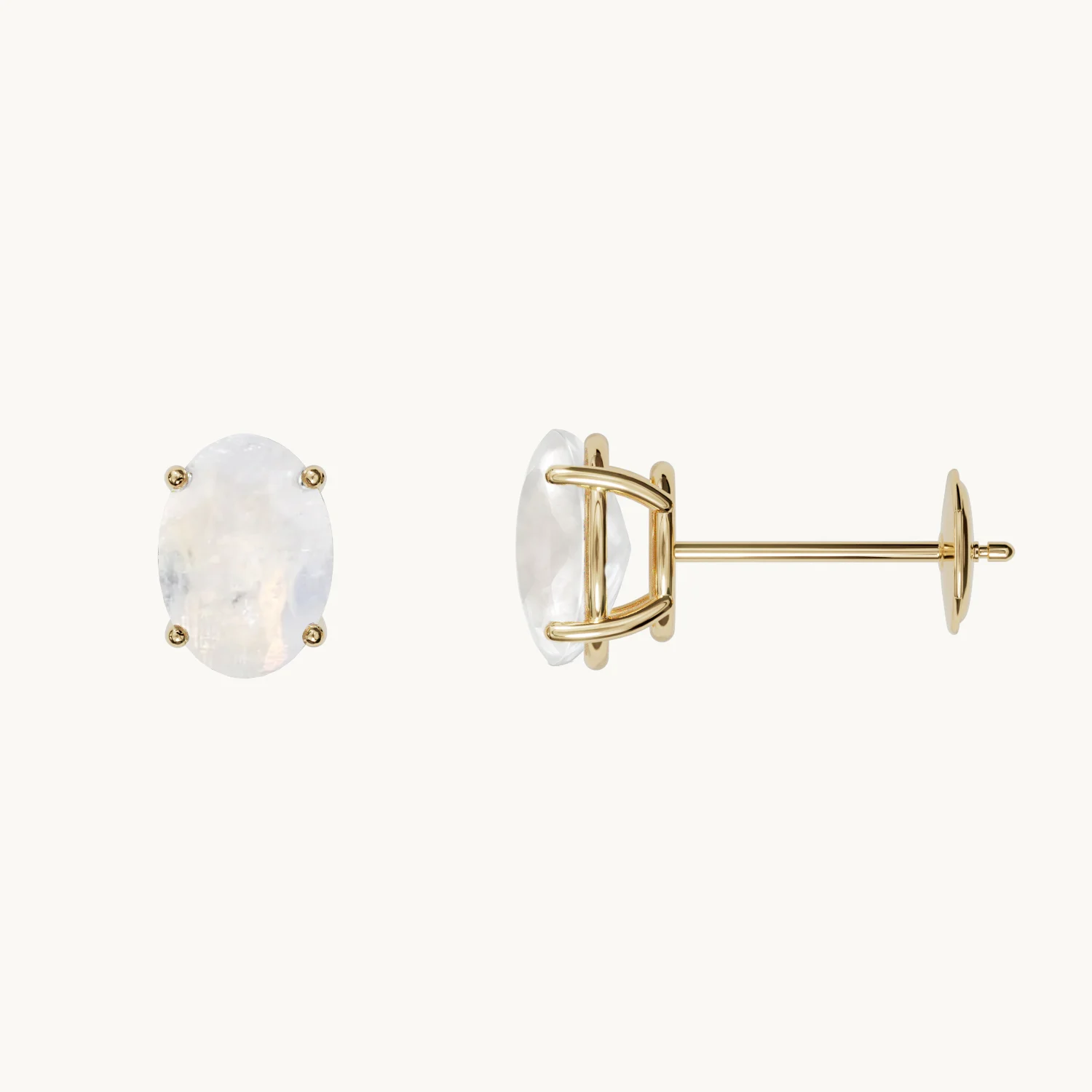 Solène Geburtsstein Ohrstecker mit Mondstein in Gold Vermeil