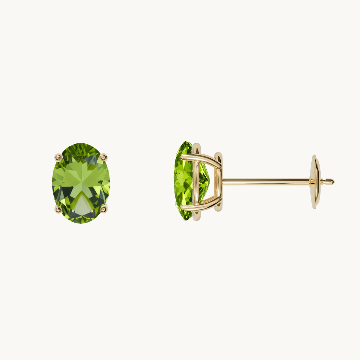 Solène Birthstone Stud Earrings with Peridot in Gold Vermeil