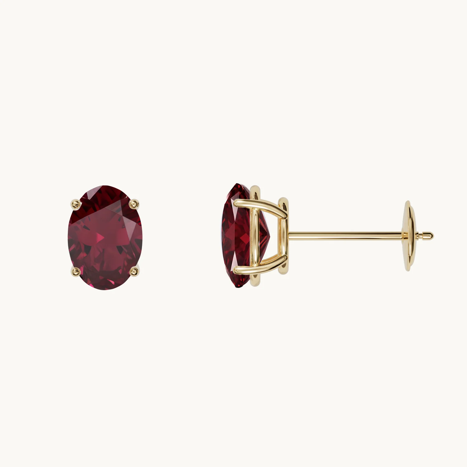 Solène Birthstone Stud Earrings with Ruby in Gold Vermeil