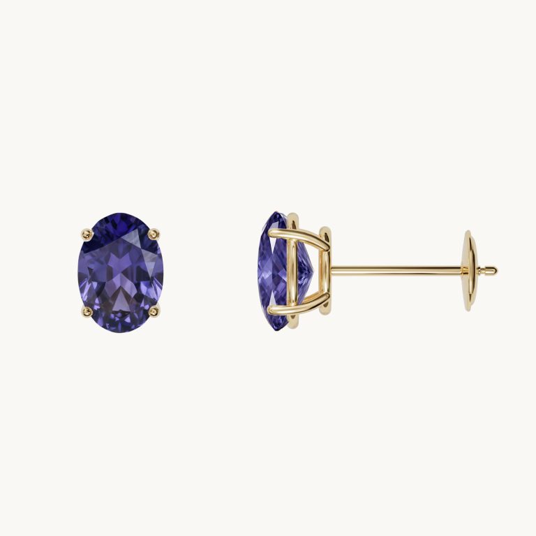 Solène Geburtsstein Ohrstecker mit Tansanit in Gold Vermeil