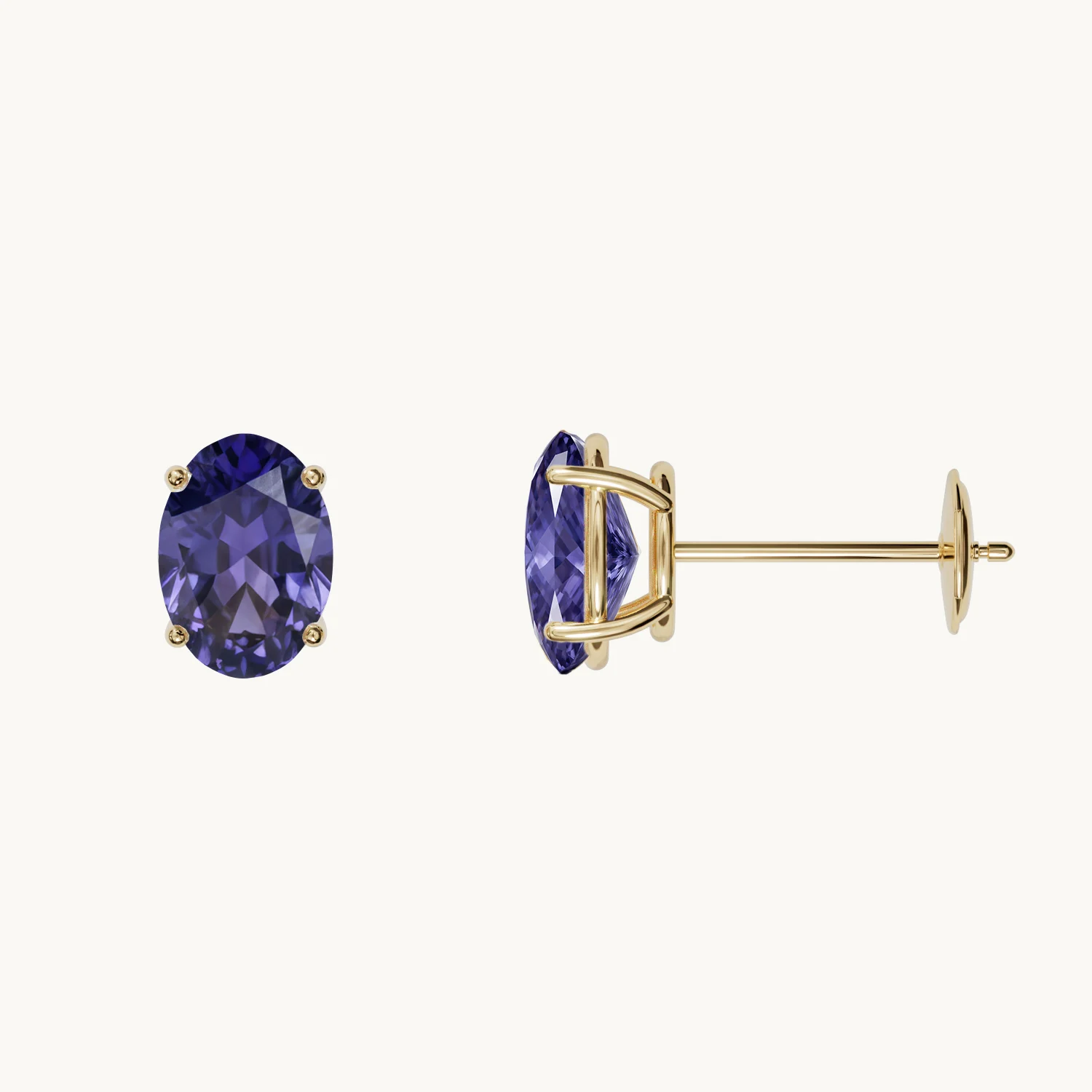 Solène Geburtsstein Ohrstecker mit Tansanit in Gold Vermeil