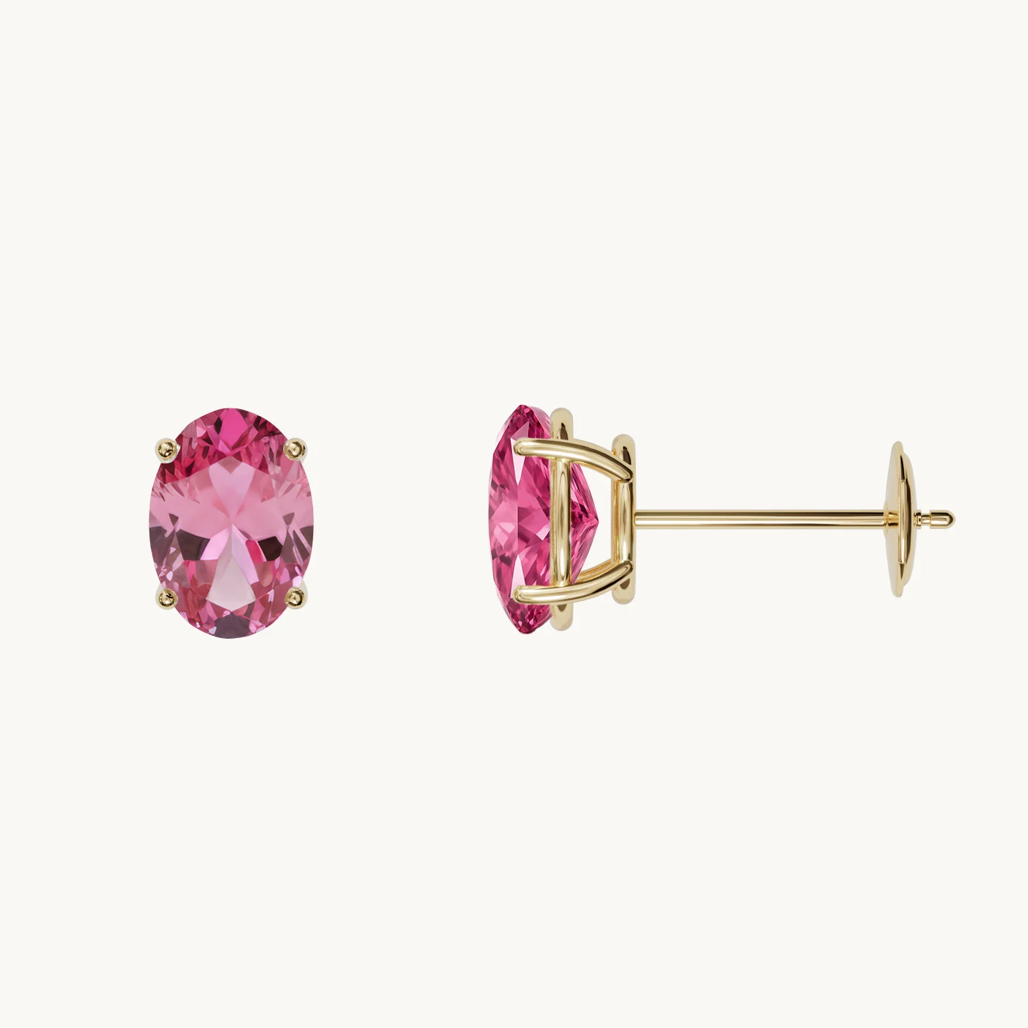 Solène Birthstone Stud Earrings with Ocean Tourmaline in Gold Vermeil