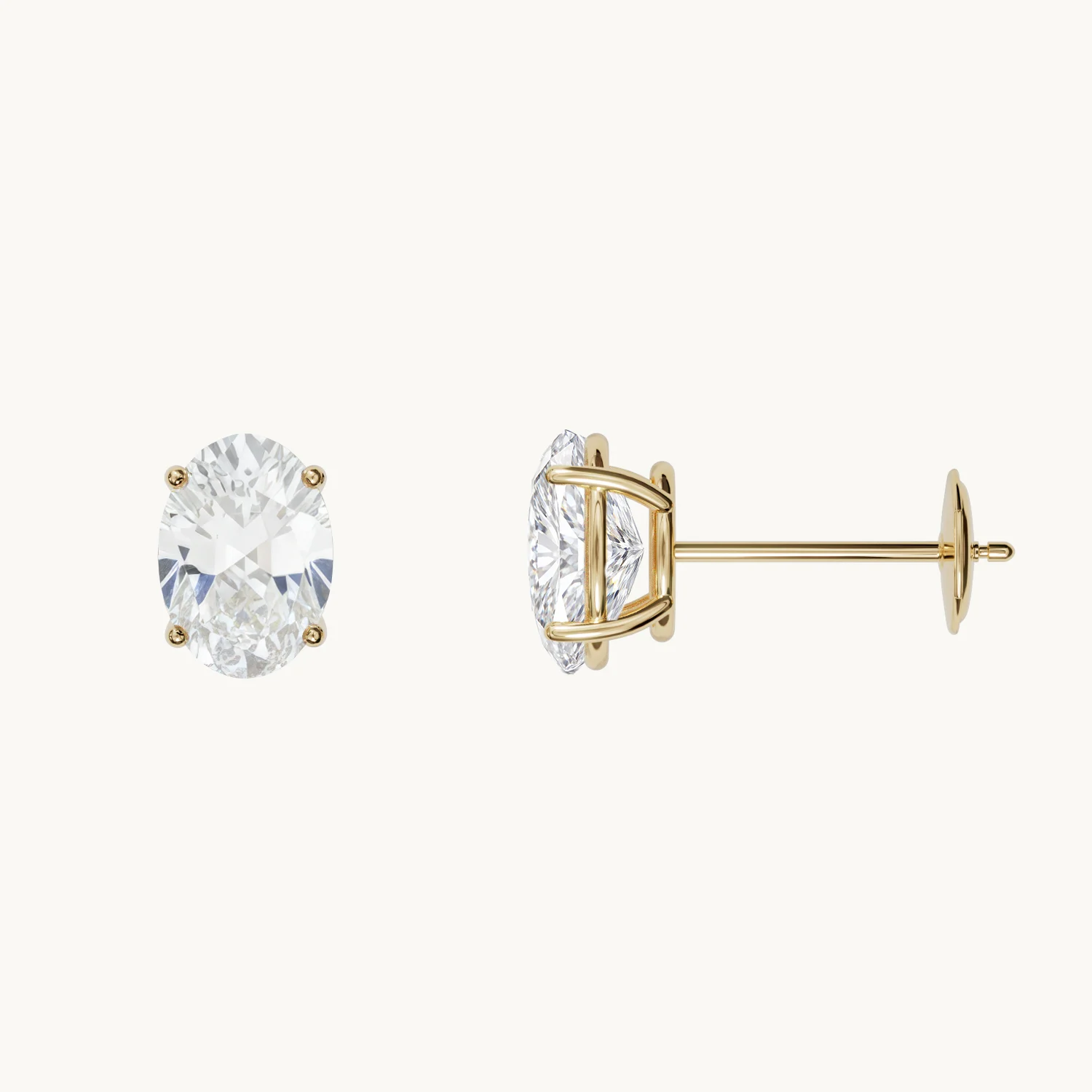 Solène Birthstone Stud Earrings with White Sapphire in Gold Vermeil