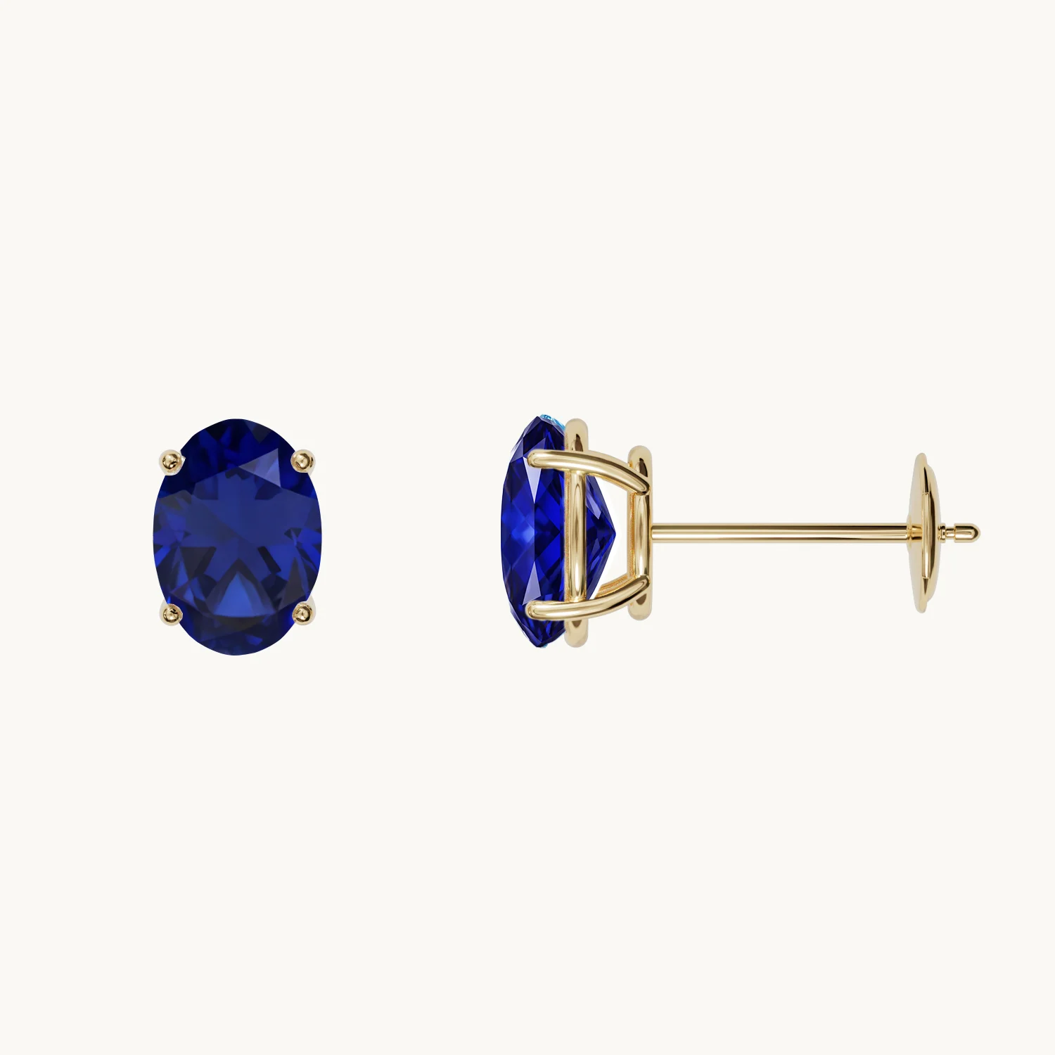 Solène Geburtsstein Ohrstecker mit blauem Saphir in Gold Vermeil