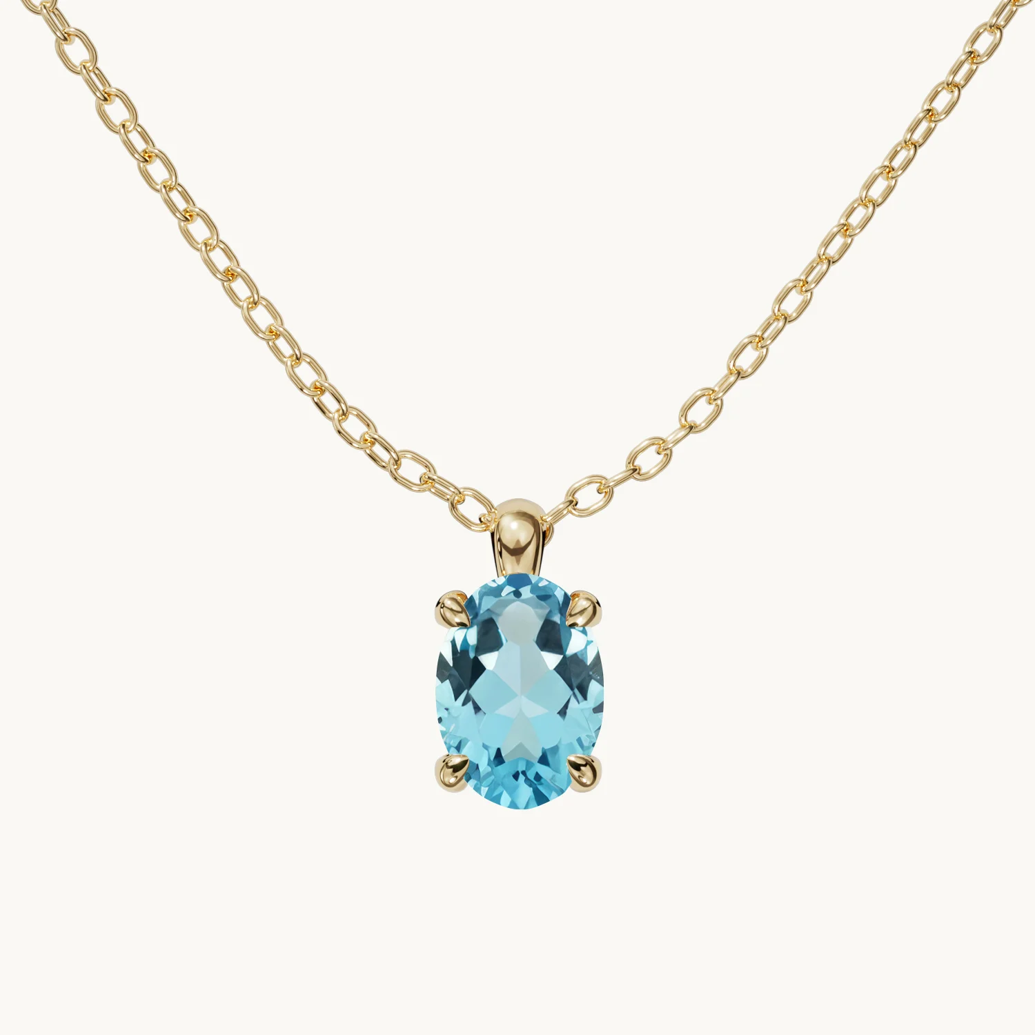 Amélie Birthstone Necklace, Vertical, with Aquamarine in Gold Vermeil