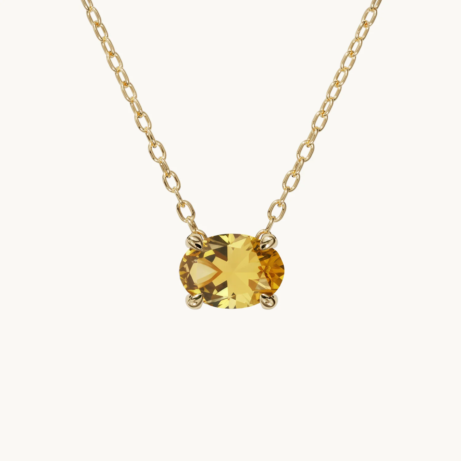 Amélie Birthstone Necklace (Horizontal) with Citrine in Gold Vermeil