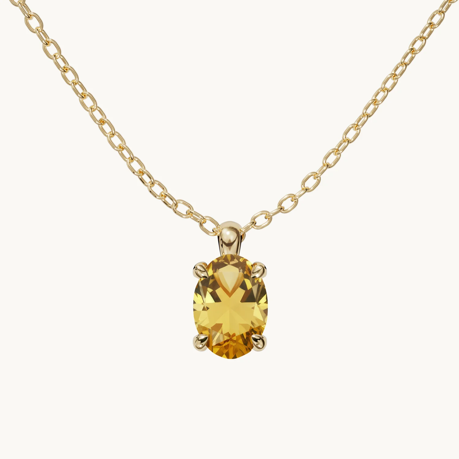 Amélie Birthstone Necklace, Vertical Design with Citrine in Gold Vermeil
