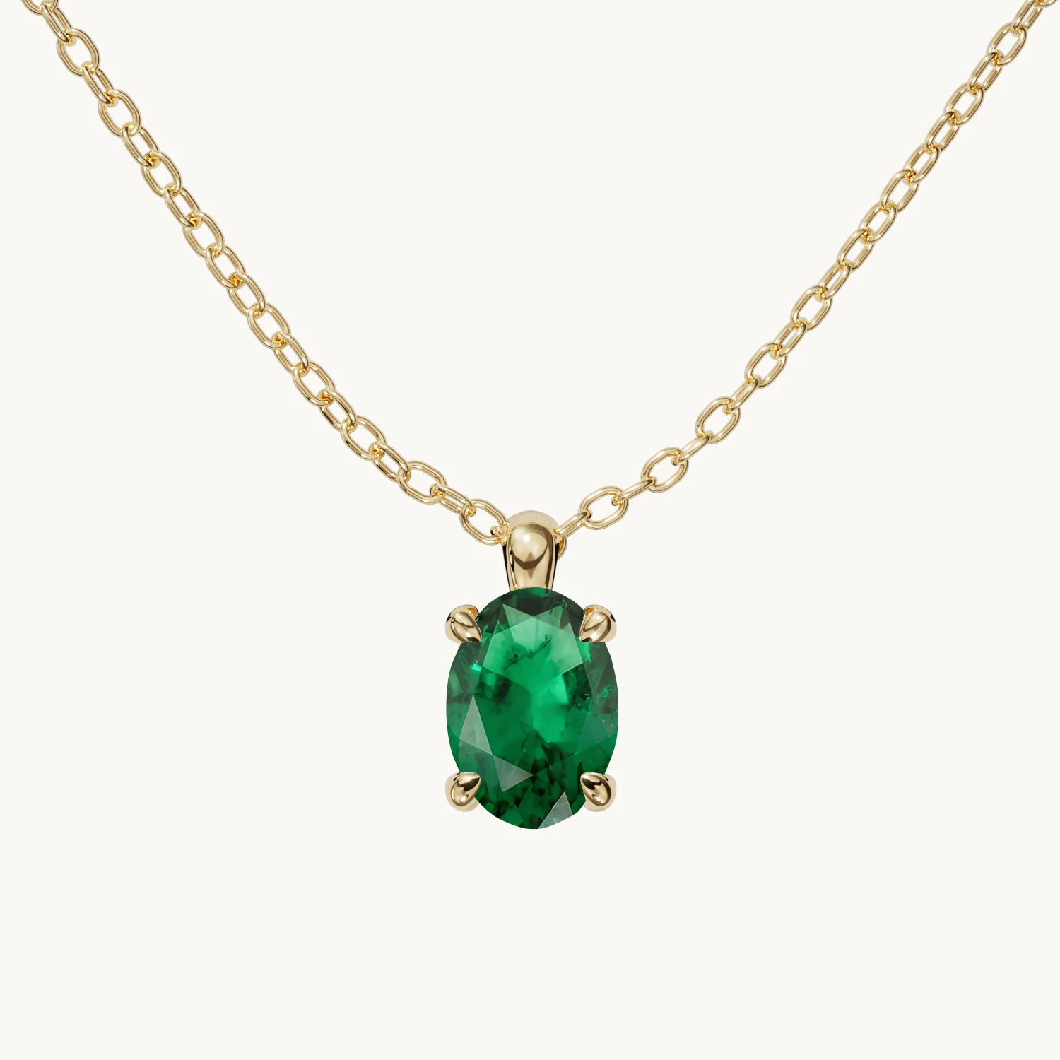 Amélie Birthstone Necklace, Vertical Design with Emerald in Gold Vermeil