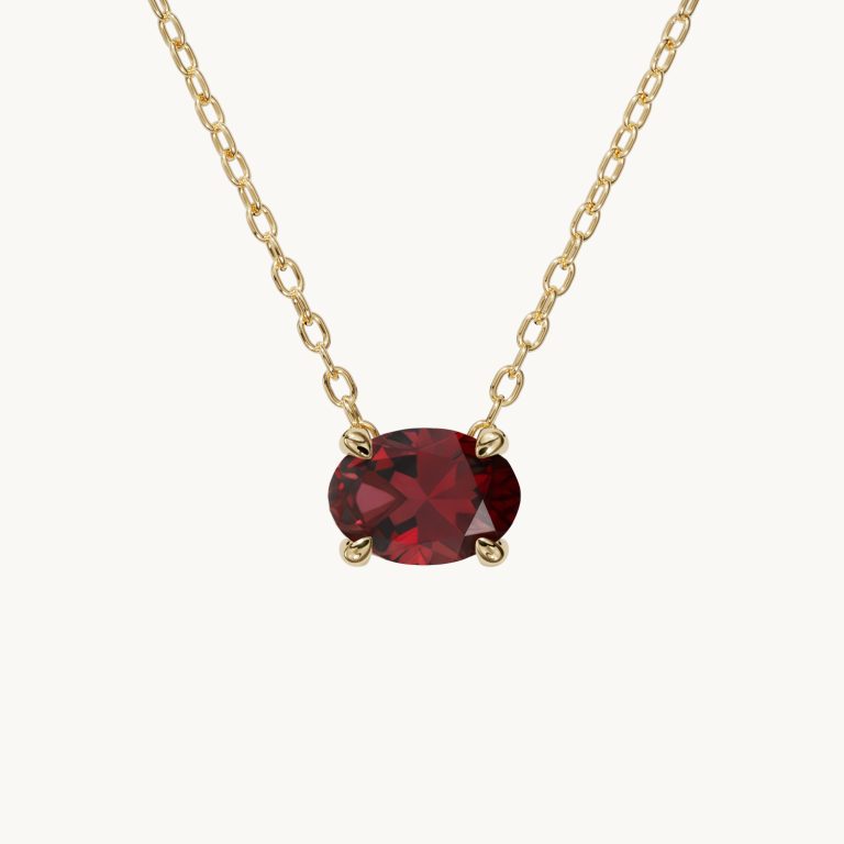 Amélie – Horizontal Birthstone Necklace in Solid Gold | Velur