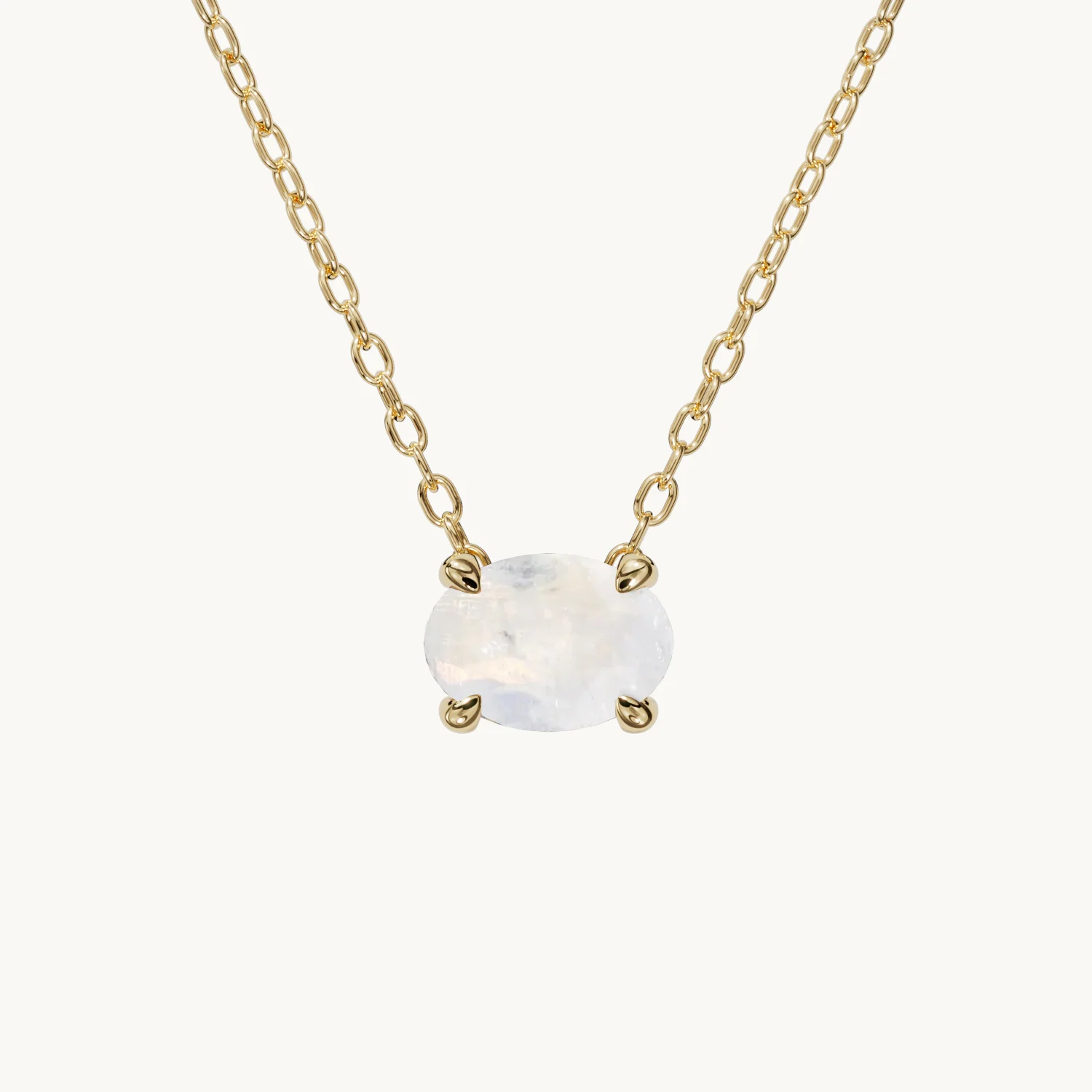 Amélie Geburtsstein Halskette Horizontal mit Mondstein in Gold Vermeil