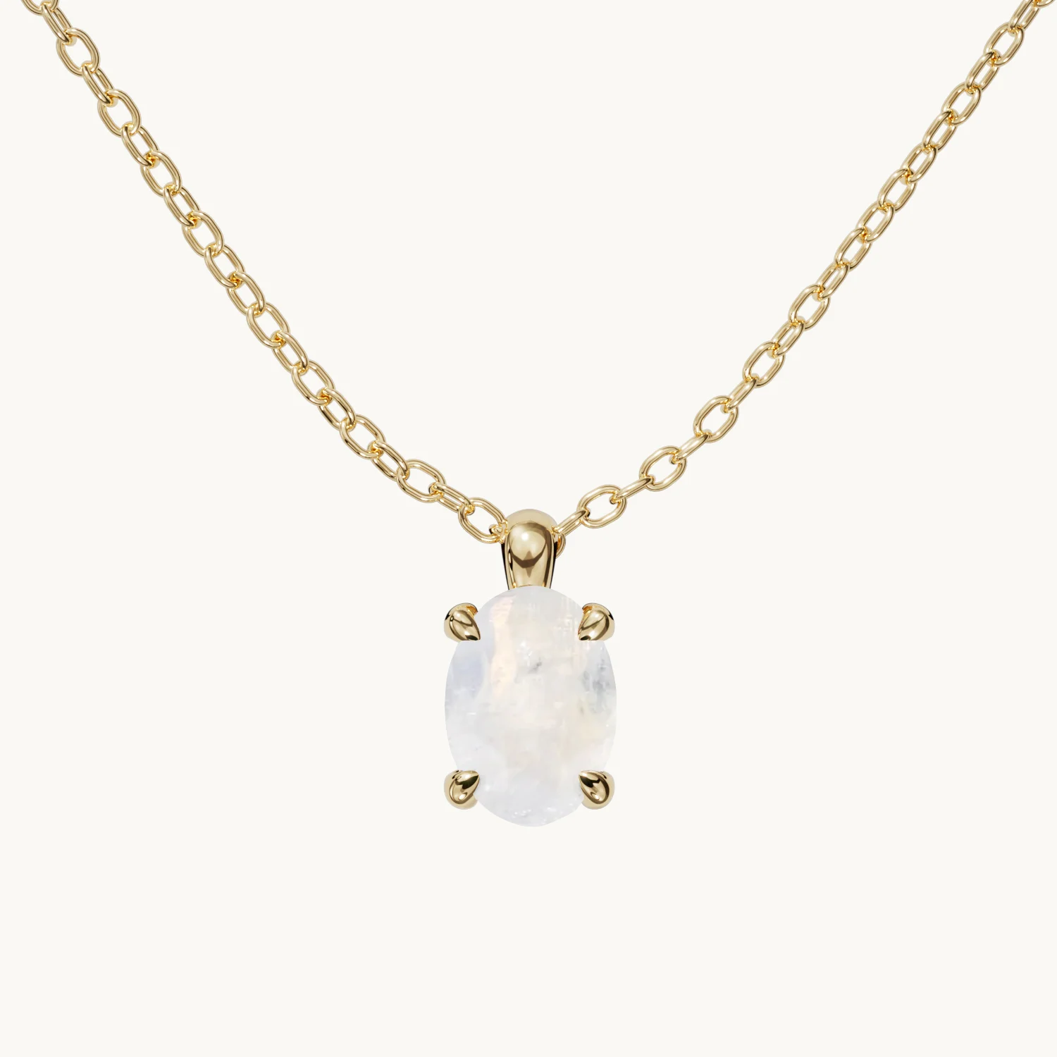Amélie Geburtsstein Halskette Vertikal mit Mondstein in Gold Vermeil