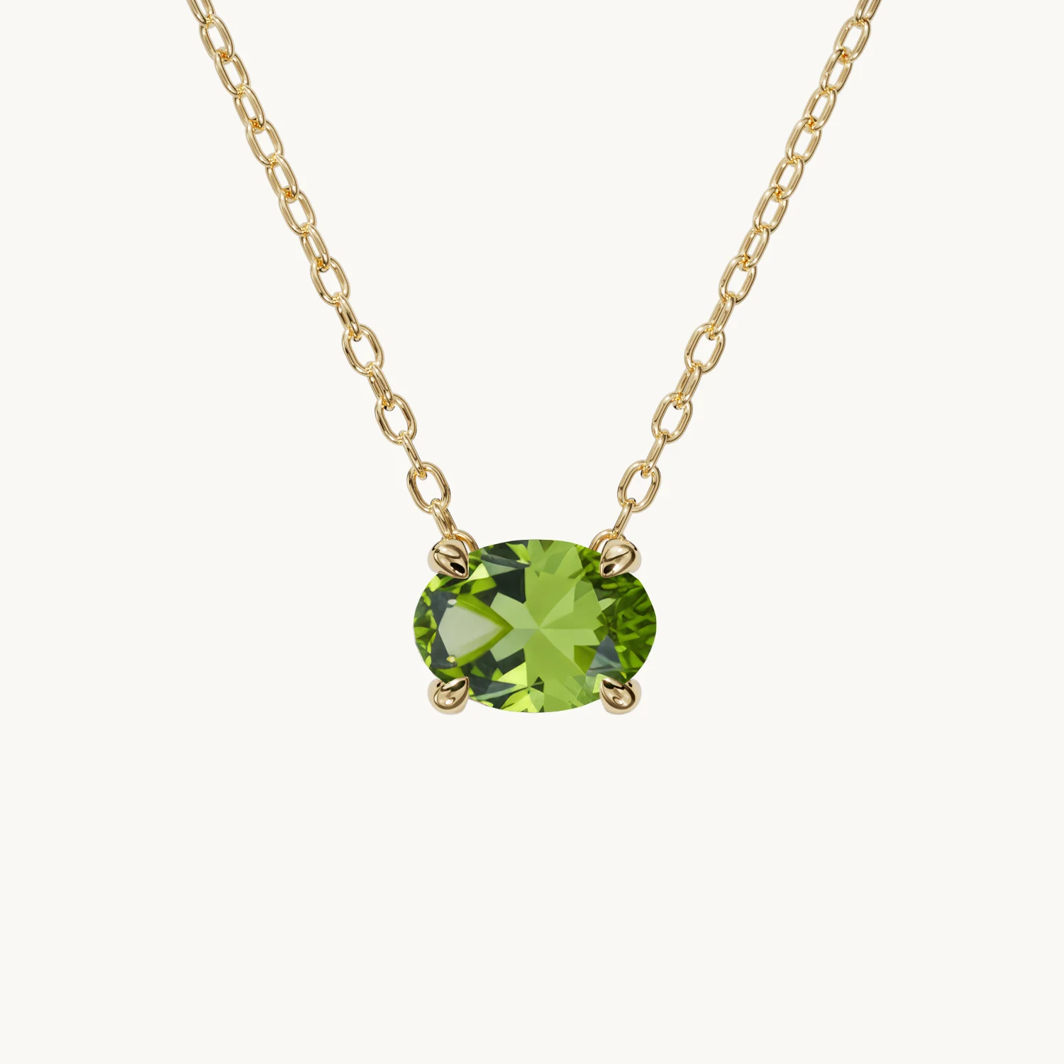 Amélie Birthstone Necklace (Horizontal) with Peridot in Gold Vermeil