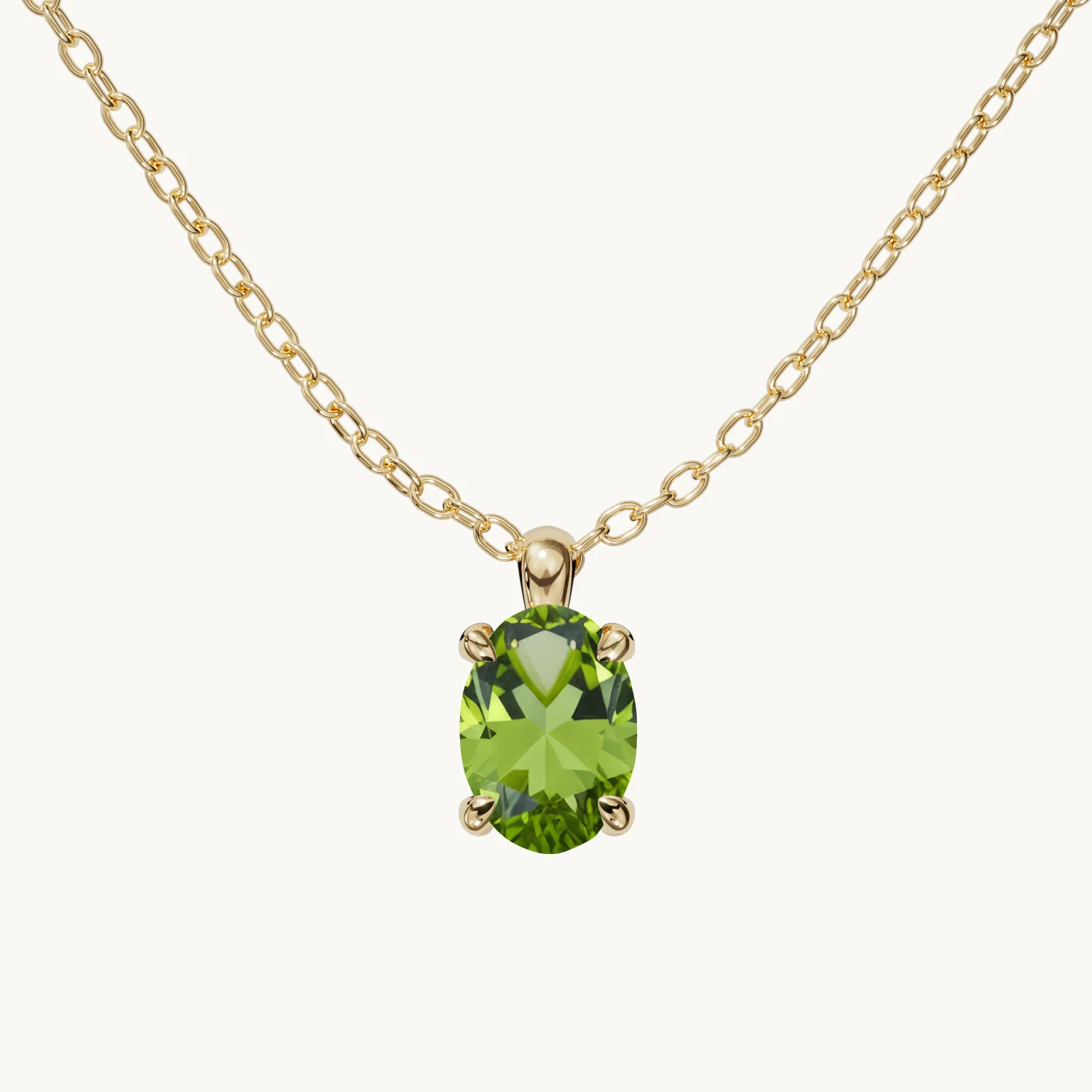 Amélie Birthstone Necklace, Vertical, with Peridot in Gold Vermeil