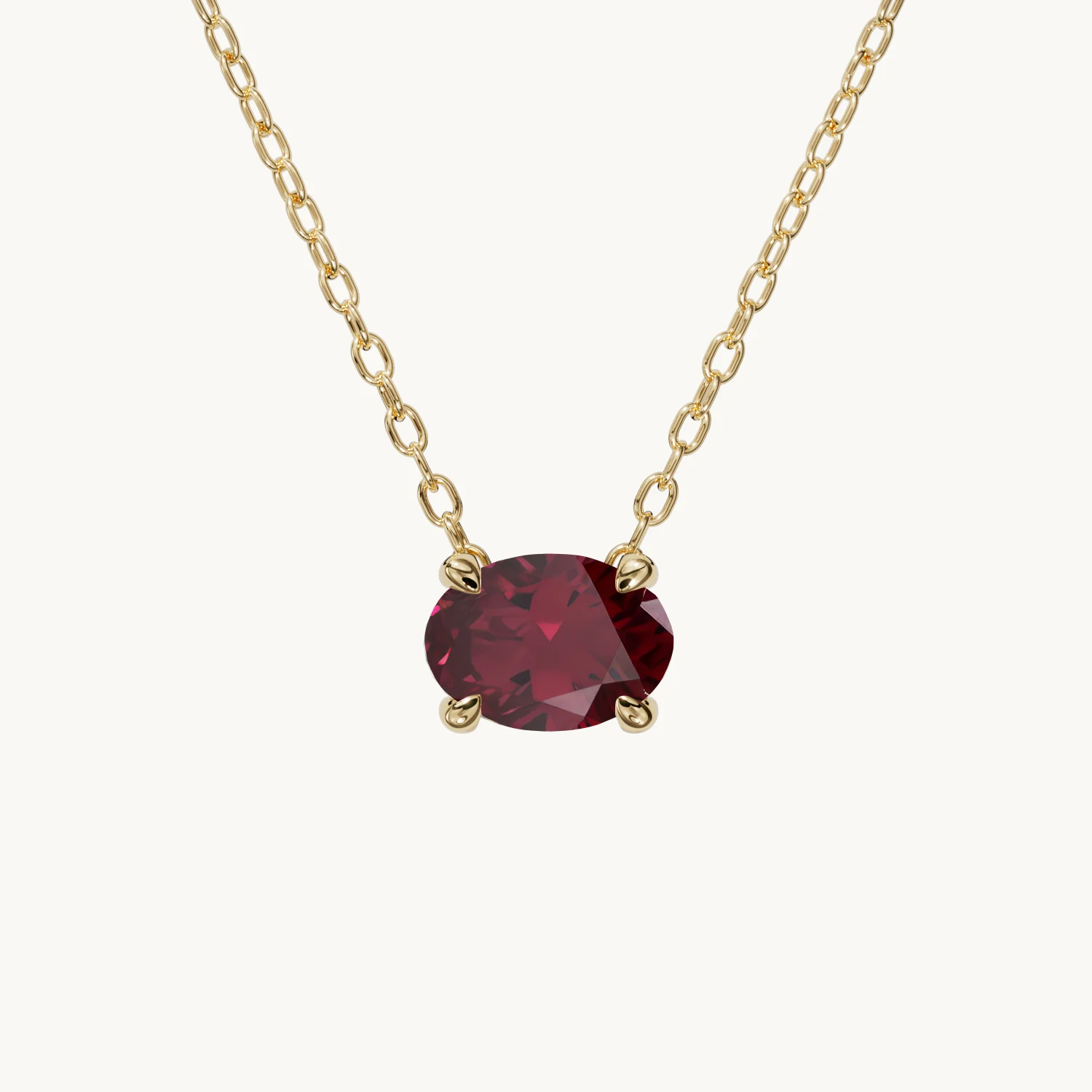 Amélie Birthstone Necklace, Horizontal, with Ruby in Gold Vermeil