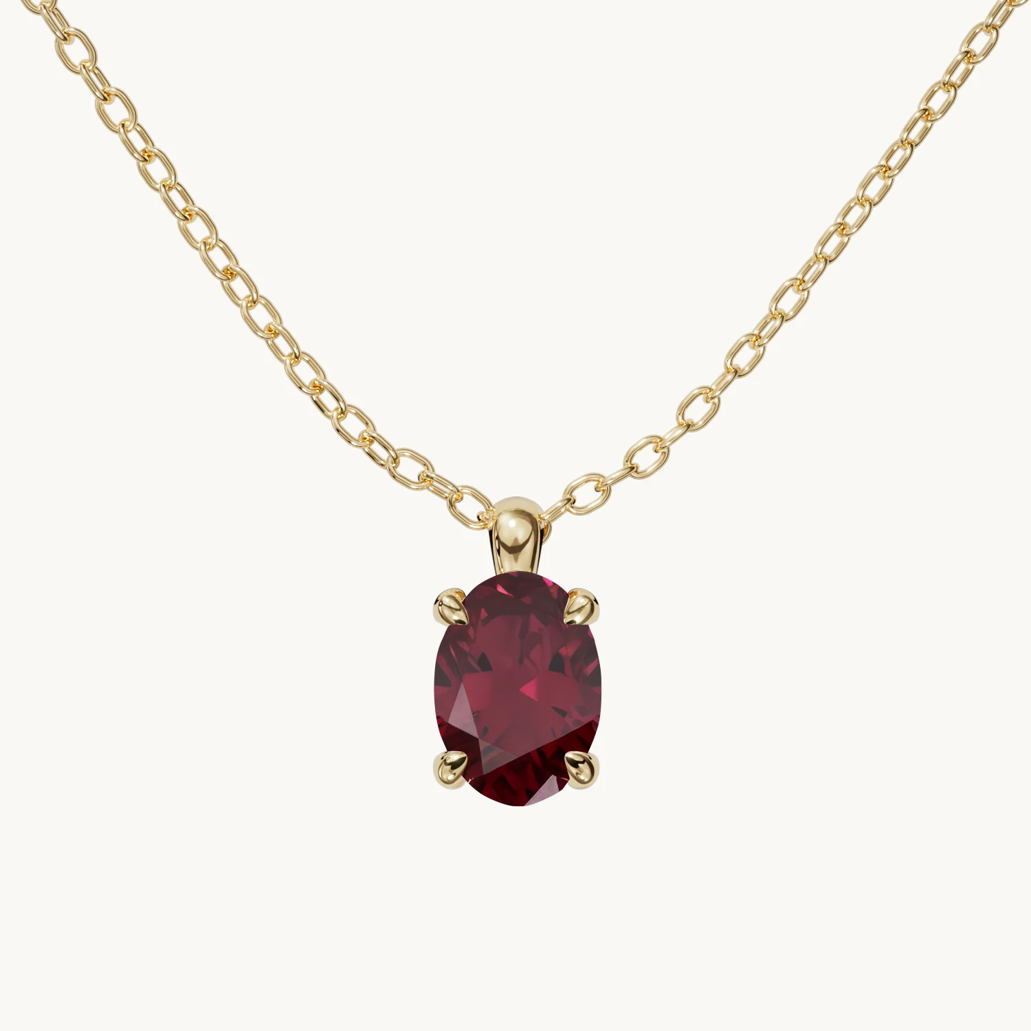 Amélie Birthstone Necklace, Vertical Design with Ruby in Gold Vermeil