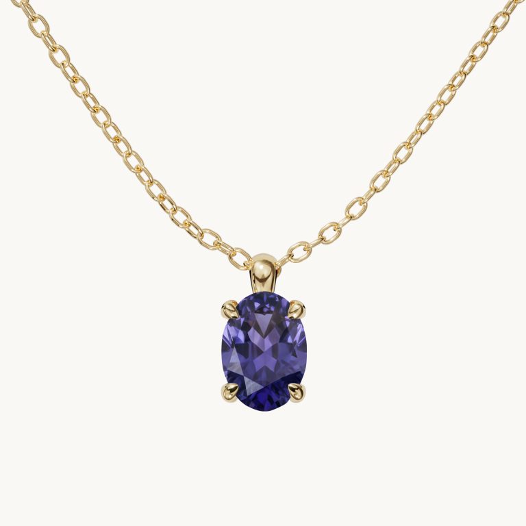 Amélie Geburtsstein Halskette Vertikal mit Tansanit in Gold Vermeil