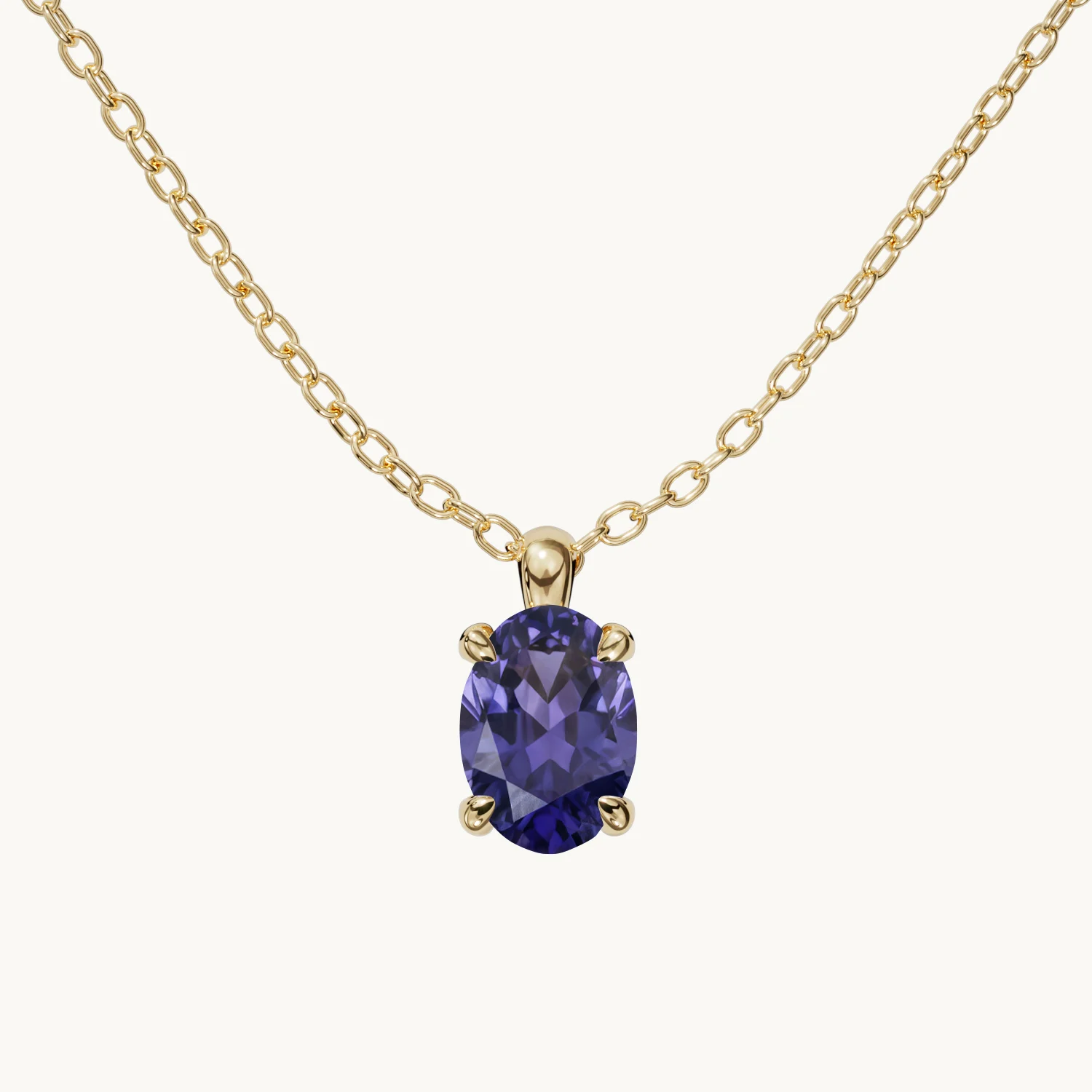 Amélie Geburtsstein Halskette Vertikal mit Tansanit in Gold Vermeil