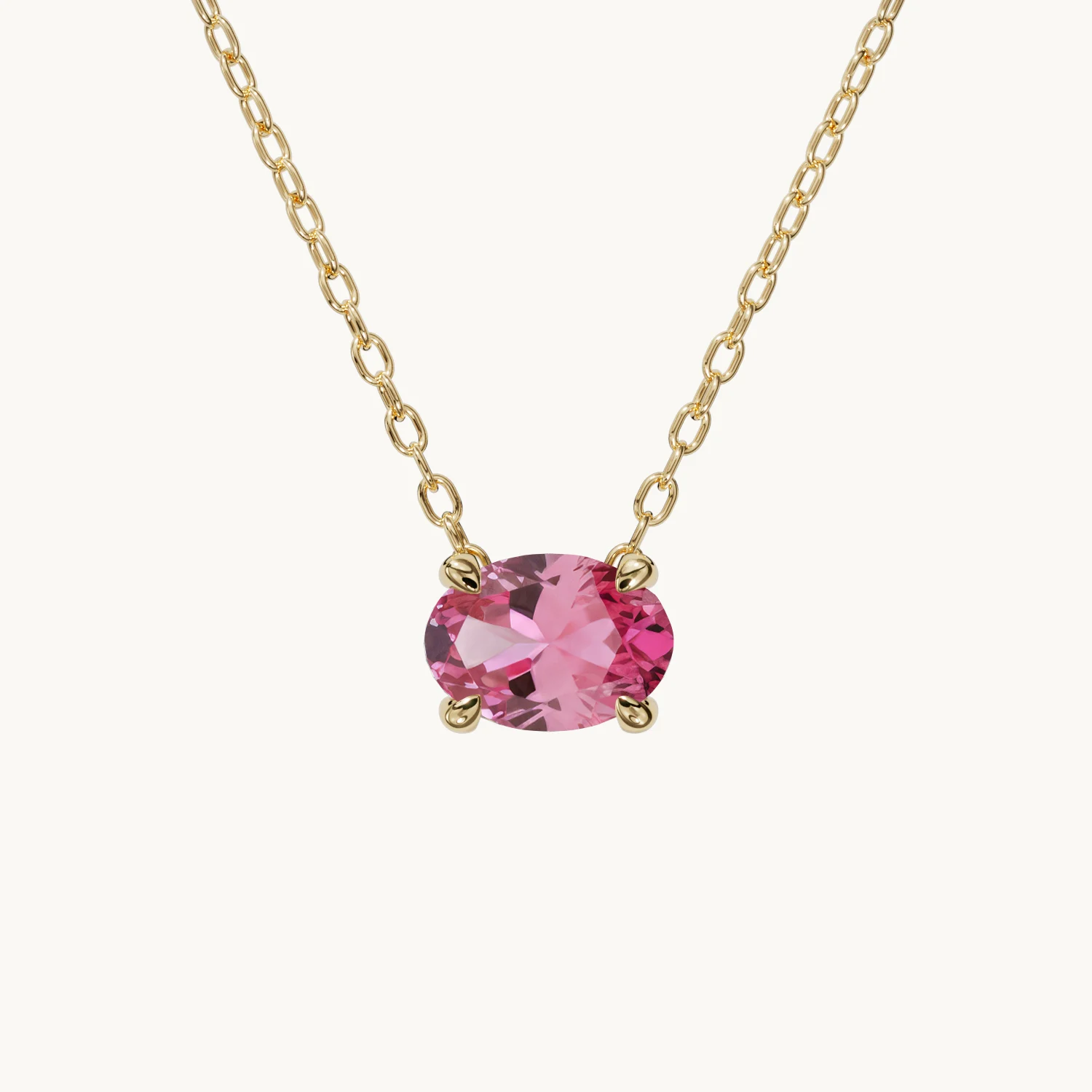 Amélie Birthstone Necklace (Horizontal) with Ocean Tourmaline in Gold Vermeil