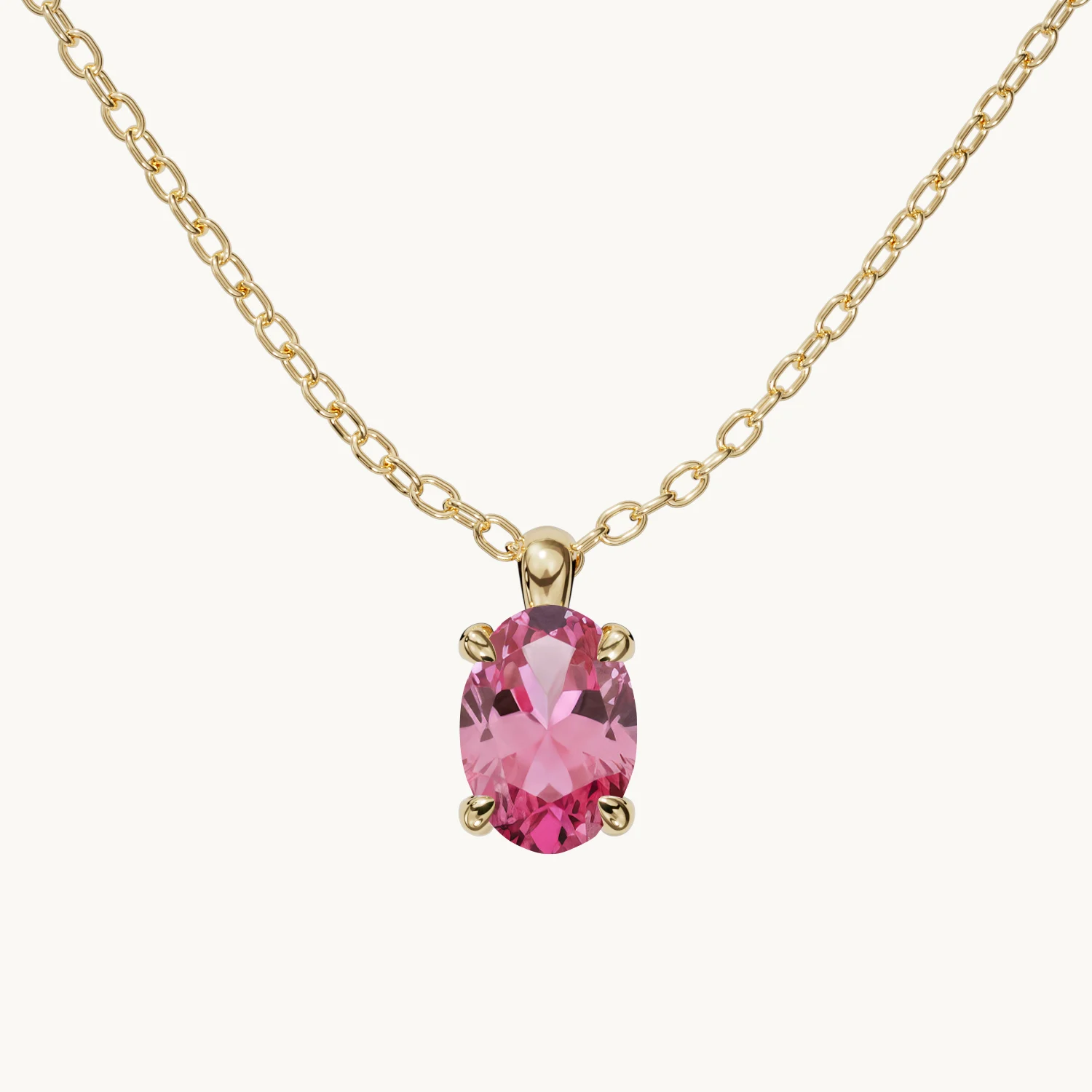 Amélie Birthstone Necklace, Vertical Style, with Ocean Tourmaline in Gold Vermeil