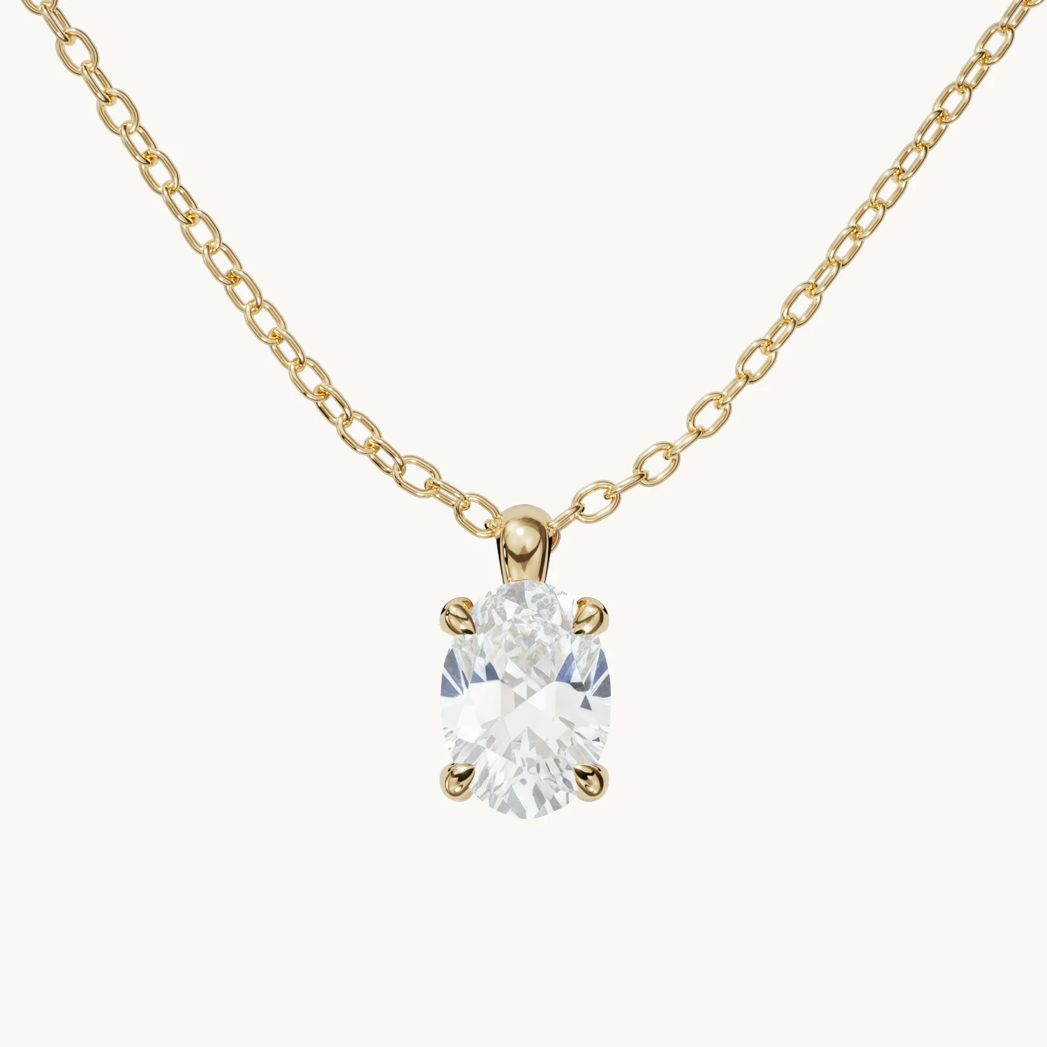 Amélie Birthstone Necklace, Vertical, with White Sapphire in Gold Vermeil