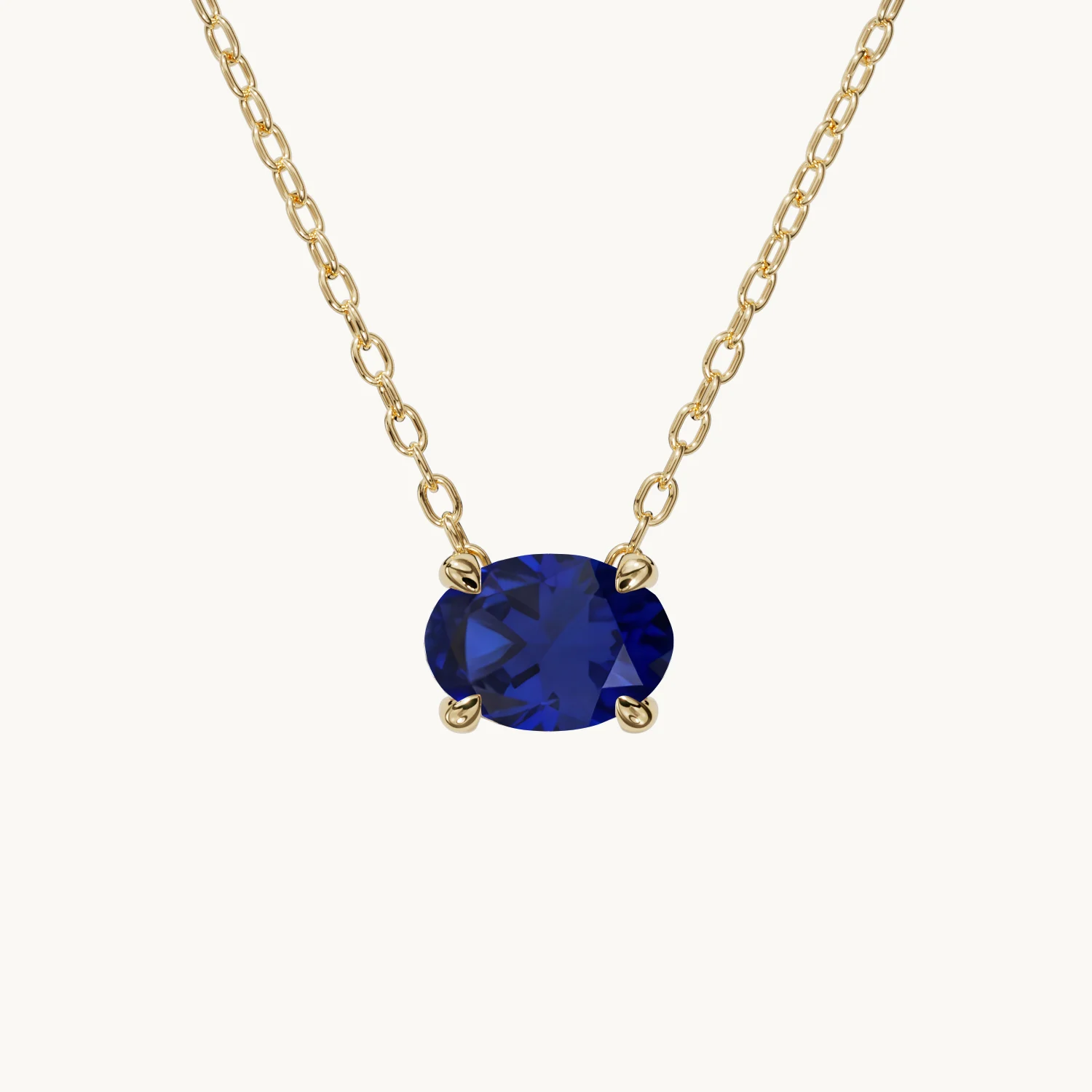 Amélie Geburtsstein Halskette Horizontal mit blauem Saphir in Gold Vermeil
