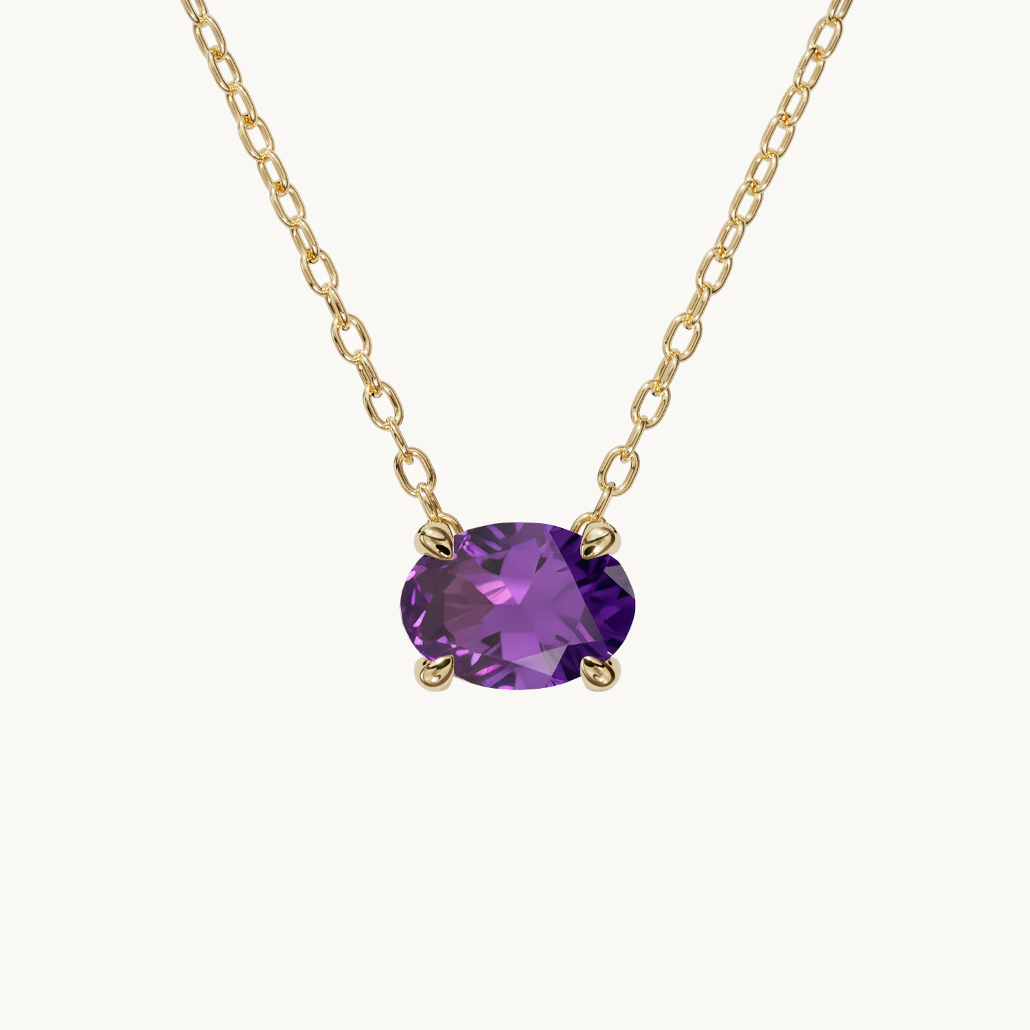 Amélie Birthstone Necklace (Horizontal) with Amethyst in Gold Vermeil