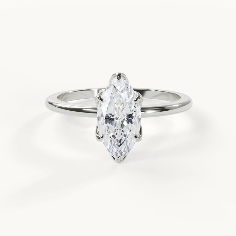 Floréa - Marquise Solitaire Ring with Tulip Setting - White Gold / Platinum, 1.5 ct.