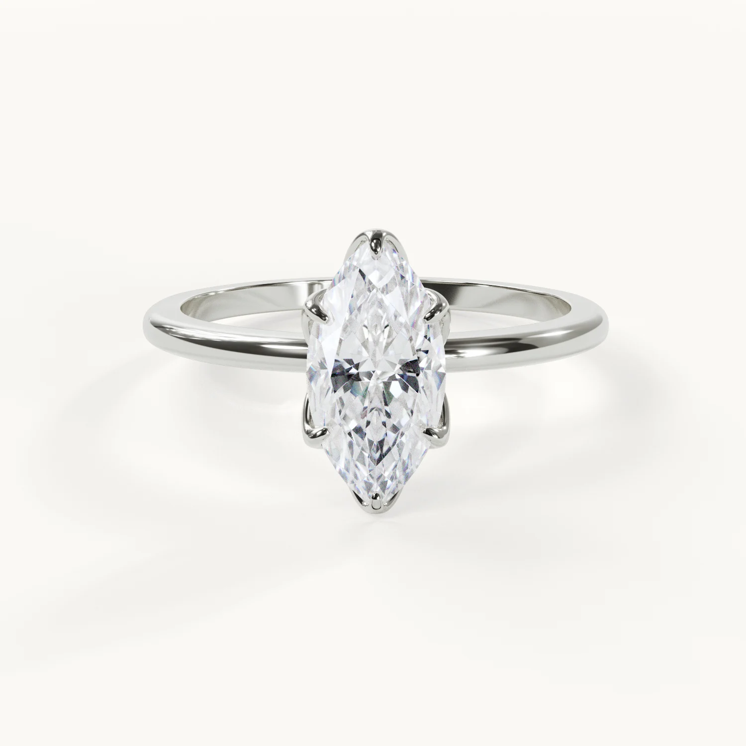 Floréa - Marquise Solitär Ring mit Tulpenfassung - Weißgold / Platin, 1,5 ct.