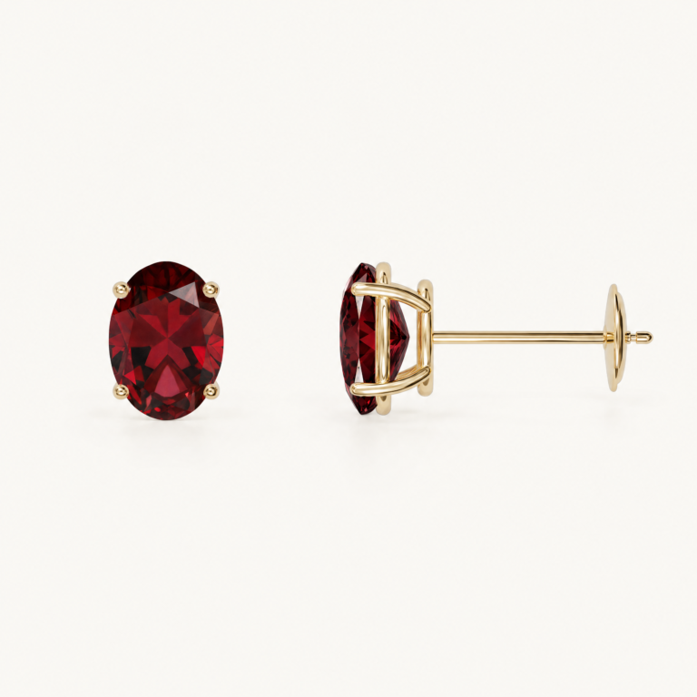 Solène Geburtsstein-Ohrstecker in Gelbgold mit Granat