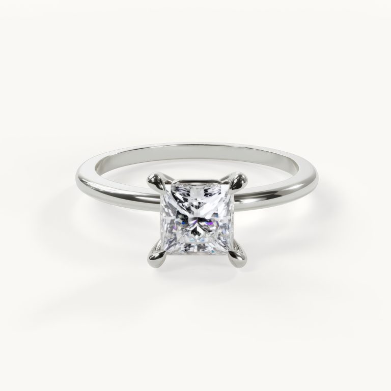Mira Vérité Princess Cut Solitaire Engagement Ring in White Gold, 1 ct
