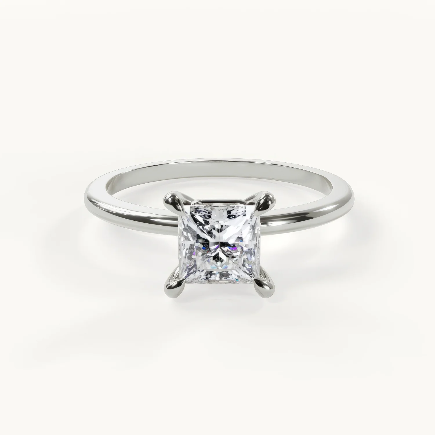 Mira Vérité Princess Cut Solitär Verlobungsring in Weißgold, 1 ct
