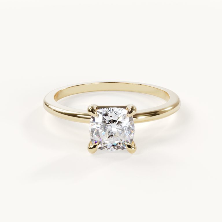 Éclat Éternel Cushion Solitaire verlovingsring in geelgoud, 1 ct