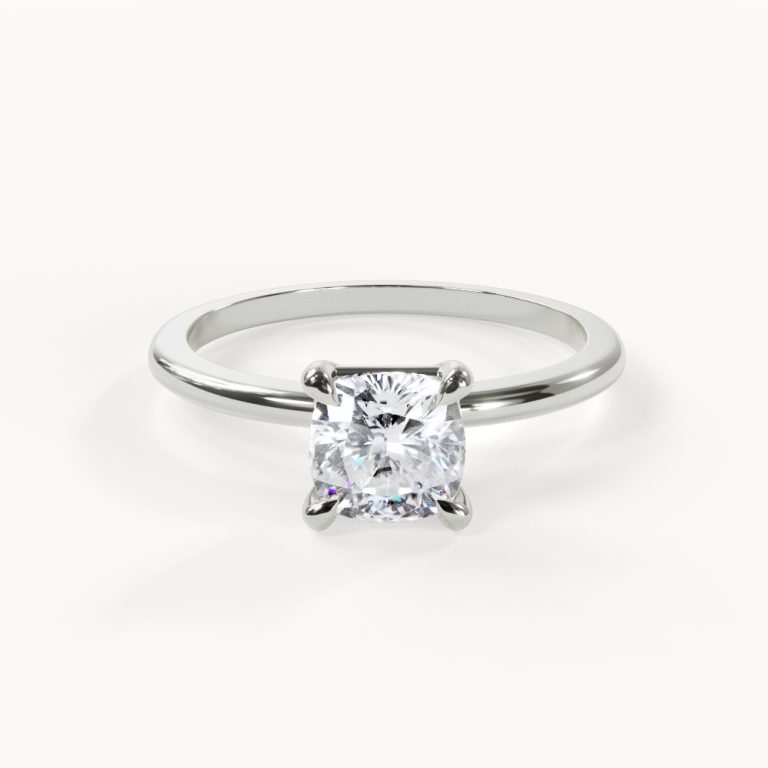 Éclat Éternel Cushion Solitaire Engagement Ring in White Gold, 1 ct
