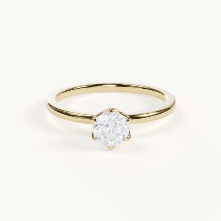 Fleur d’Amour – Round-Cut Solitaire Ring with Tulip Setting - Yellow Gold, 0.5 ct.