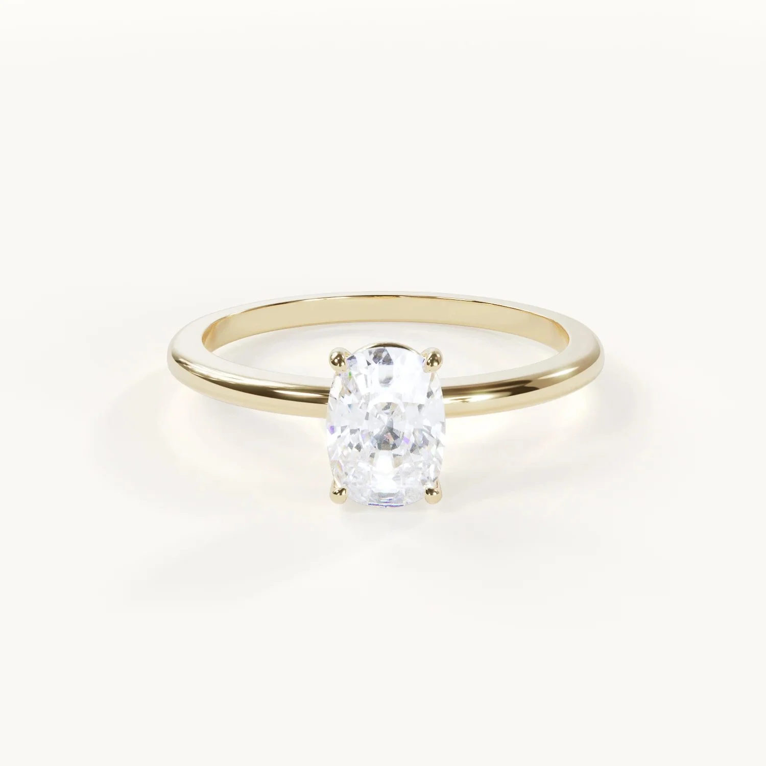 Liorée Elongated Cushion Engagement Ring in Yellow Gold with a Slender Band