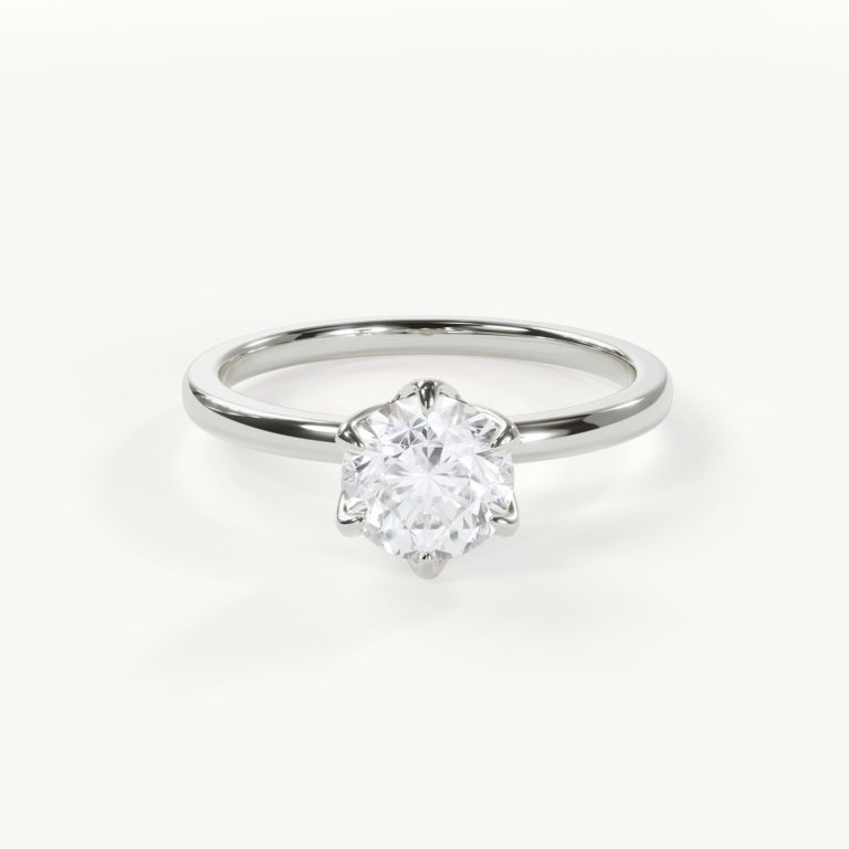 Fleur d’Amour Round-Cut Engagement Ring with Tulip Setting in White Gold, 1 ct