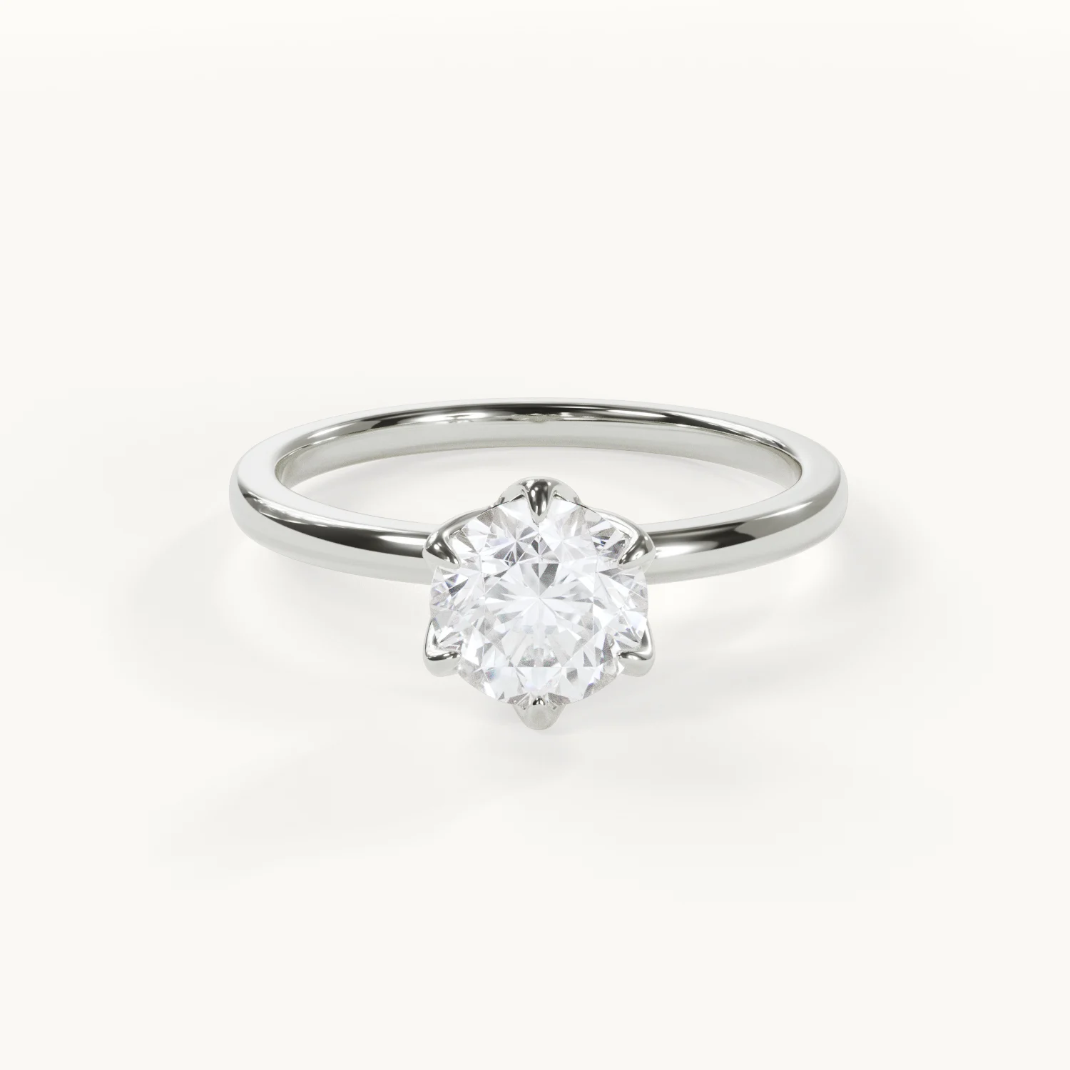 Fleur d’Amour Rundschliff Verlobungsring mit Tulpenfassung in Weißgold, 1 ct